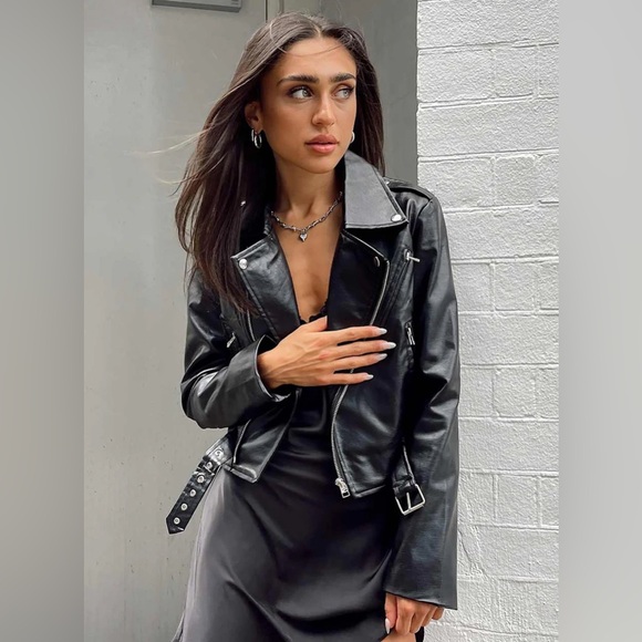 Princess Polly Jackets & Blazers - Princess Polly Black Faux Leather Jacket